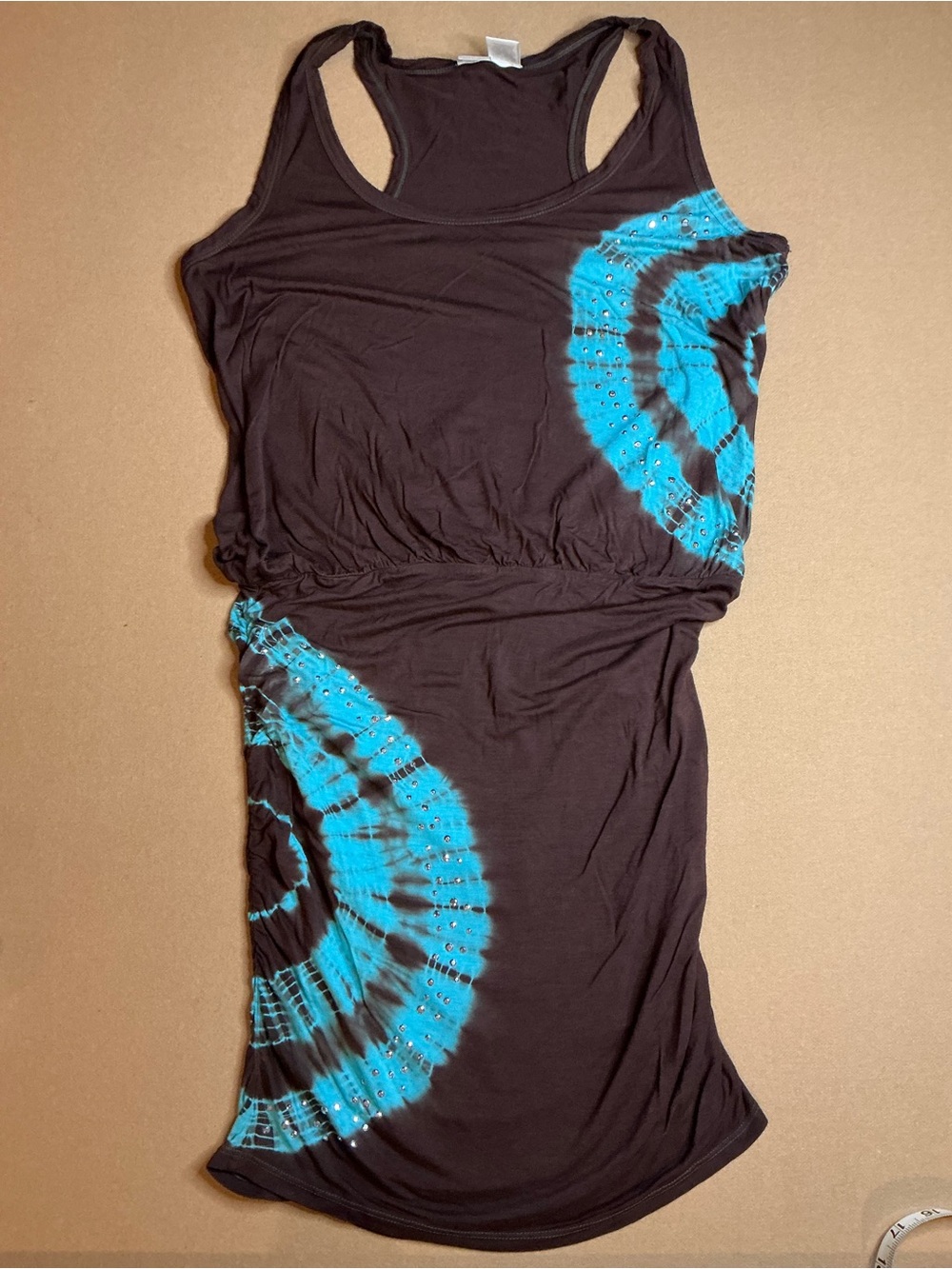 Beach Inc tie dye and silver stud swimsuit coverup L